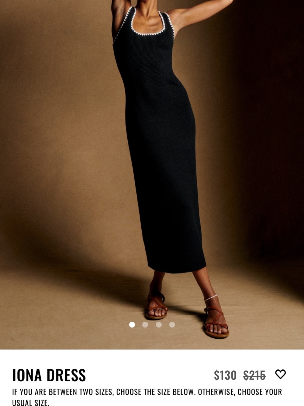 Sezane Black Maxi Tank Dress with White Trim